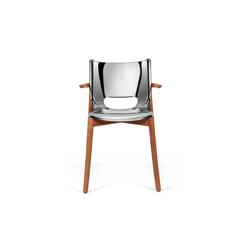 Poêle Monoshell chair with armrests Inox