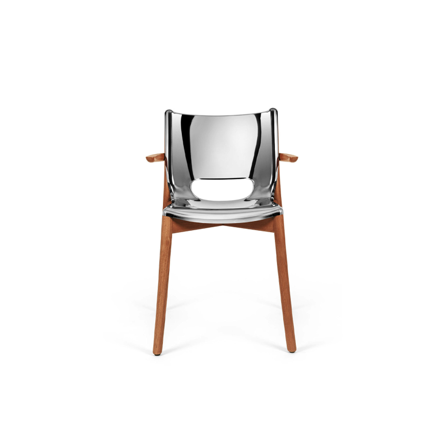 Poêle Monoshell chair with armrests Inox